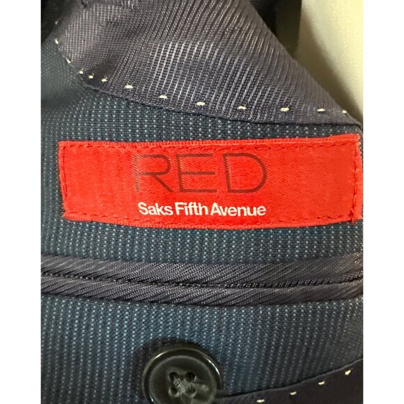 Saks 5th Ave Red  Blazer Mens 44R Navy Ermenegildo Zegna Wool - Picture 8 of 11